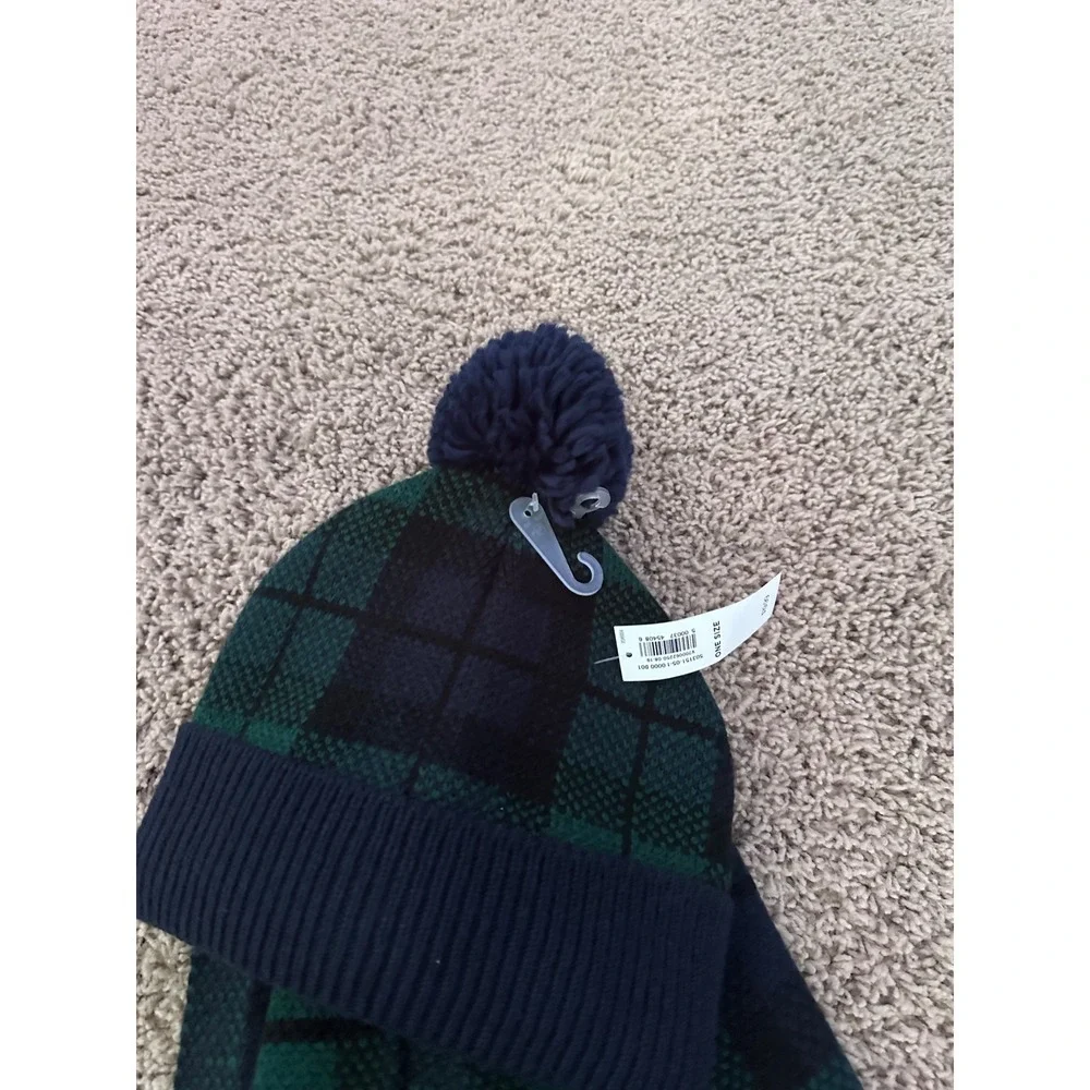 New‎ Old Navy Plaid Hat and Scarf Set Green Blue One Size NWT winter